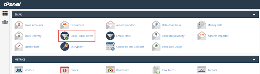 cPanel Global Email Filters Location