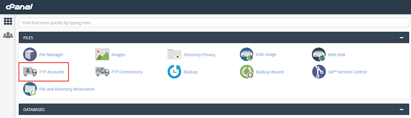 cPanel FTP Accounts Location