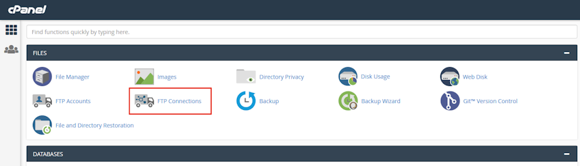 cPanel FTP Connections Location
