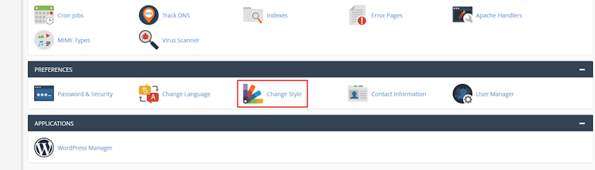 cPanel Change Style Location