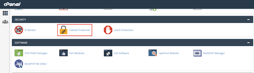 cPanel Hotlink Protection Location