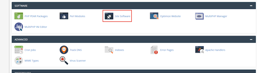 cPanel Site Software Location