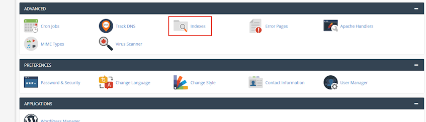 cPanel Indexes Location cPanel Indexes Location