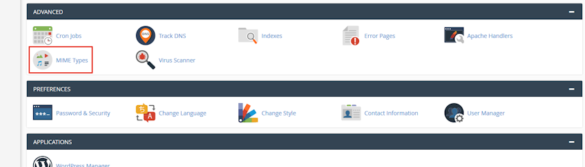 cPanel MIME Types Location cPanel MIME Types Location
