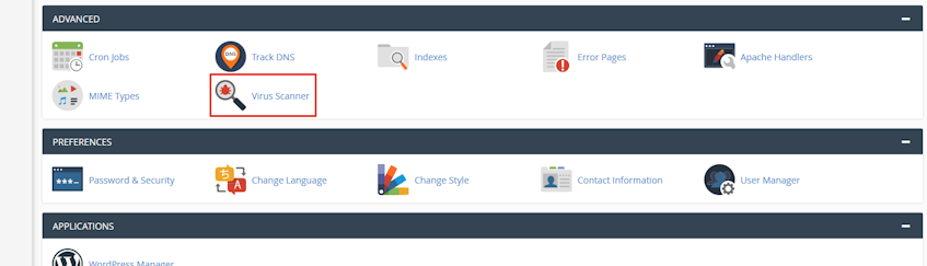 cPanel Virus Scanner Location