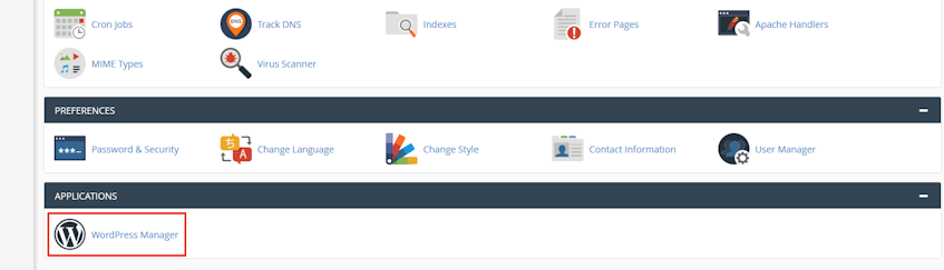 cPanel WordPress Manager Location cPanel WordPress Manager Location