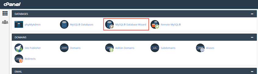 cPanel MySQL Database Wizard Location cPanel MySQL Database Wizard Location