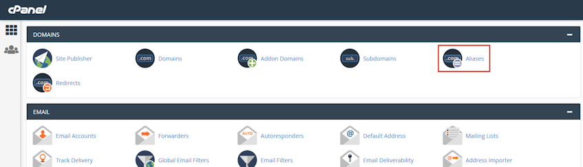 cPanel Aliases Location