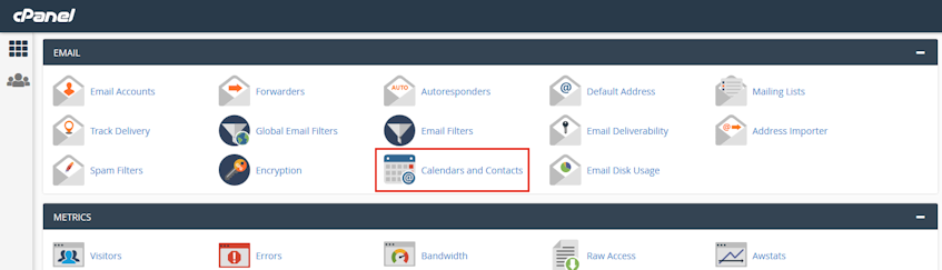 cPanel Calendars and Contacts Location cPanel Calendars and Contacts Location