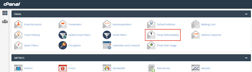 cPanel Email Deliverability Location cPanel Email Deliverability Location