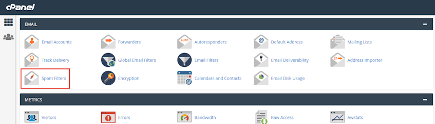 cPanel Spam Filters Location