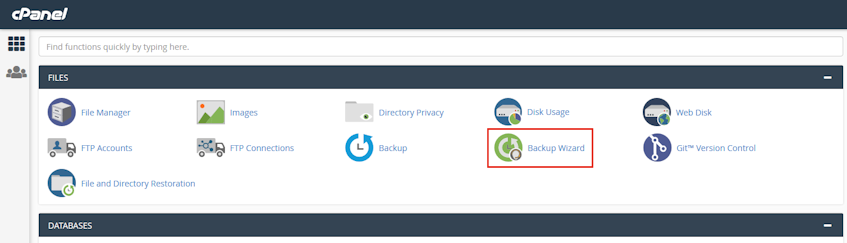 cPanel Backup Wizard Location cPanel Backup Wizard Location