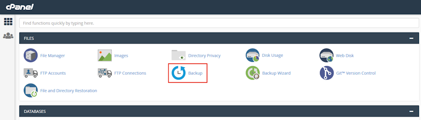 cPanel Backup Location