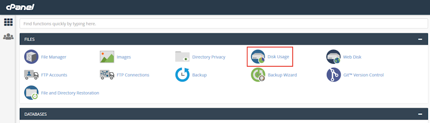 cPanel Disk Usage Location