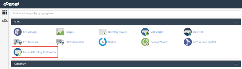 cPanel File and Directory Restoration Location cPanel File and Directory Restoration Location
