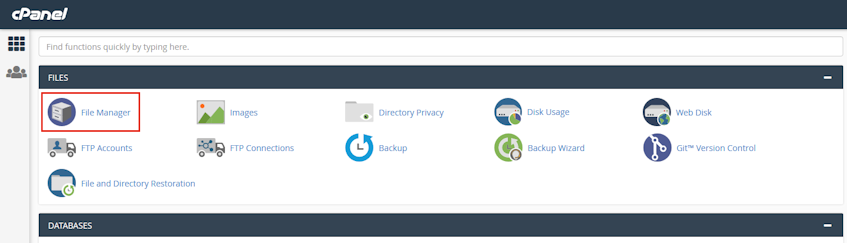 cPanel File Manager Location cPanel File Manager Location