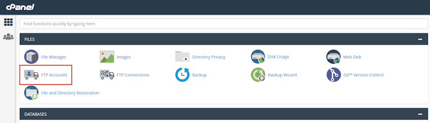 cPanel FTP Accounts Location cPanel FTP Accounts Location