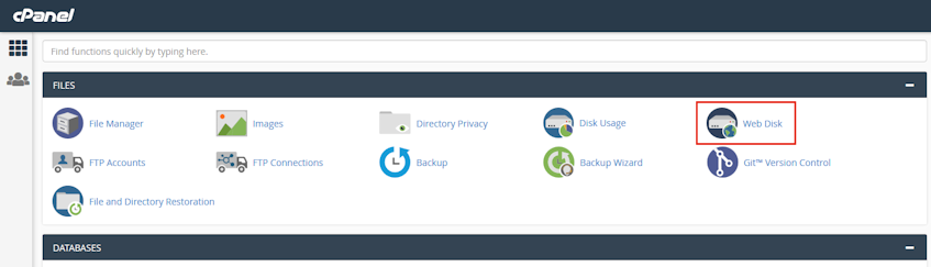 cPanel Web Disk Location