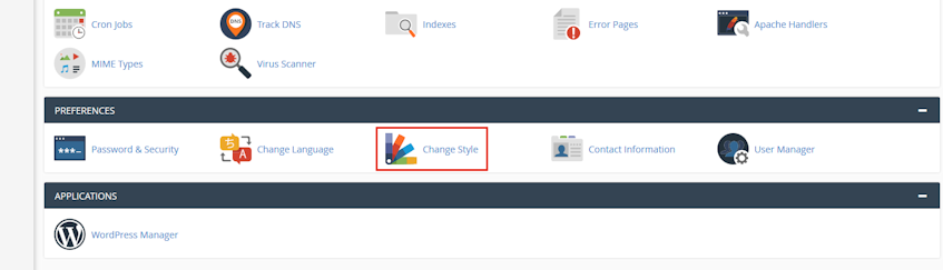 cPanel Change Style Location cPanel Change Style Location