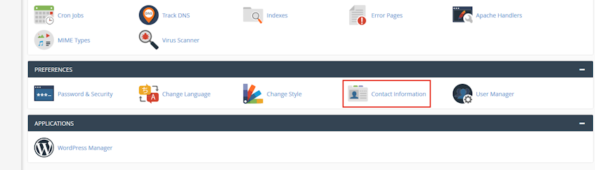 cPanel Contact Information Location cPanel Contact Information Location