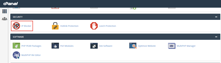 cPanel IP Blocker Location