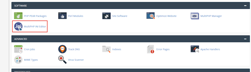 cPanel MultiPHP INI Editor Location