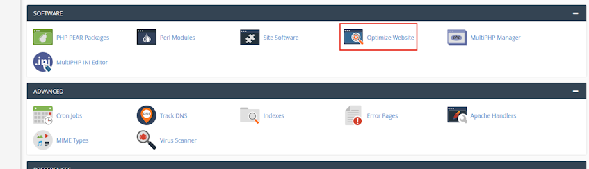 cPanel Optimize Website Location