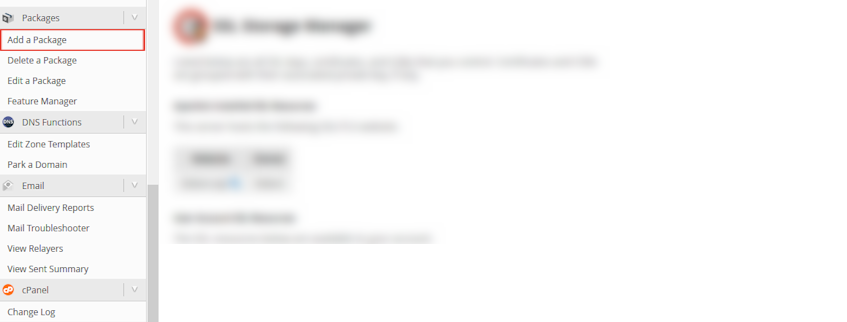 WHM Add a Package Location WHM Add a Package Location