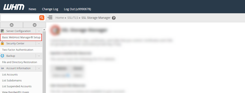 WHM Basic WebHost Manager® Setup Location WHM Basic WebHost Manager® Setup Location