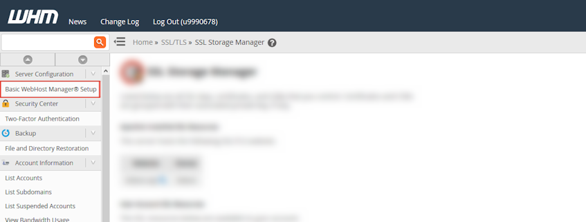 WHM Basic WebHost Manager® Setup Location