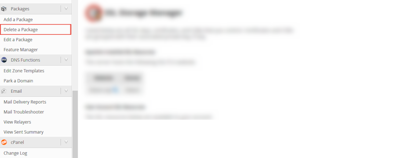 WHM Delete a Package Location WHM Delete a Package Location