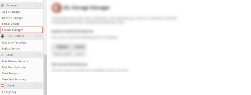 WHM Feature Manager Location WHM Feature Manager Location