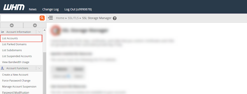 WHM List Accounts Location
