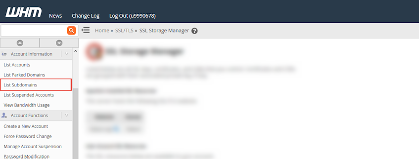 WHM List Subdomains Location WHM List Subdomains Location