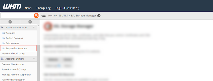 WHM List Suspended Accounts Location WHM List Suspended Accounts Location
