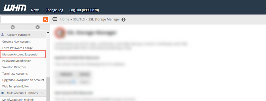 WHM Manage Account Suspension Location WHM Manage Account Suspension Location