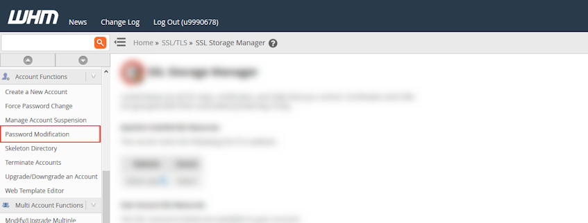 WHM Password Modification Location WHM Password Modification Location