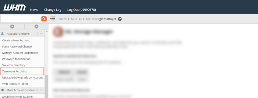 WHM Terminate Accounts Location