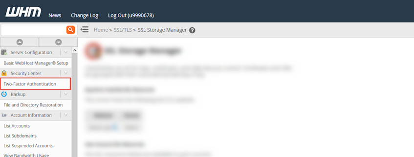 WHM Two-Factor Authentication Location WHM Two-Factor Authentication Location