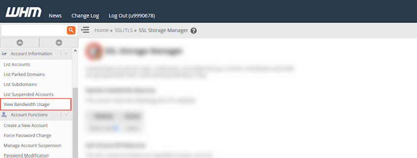 WHM View Bandwidth Usage Location WHM View Bandwidth Usage Location